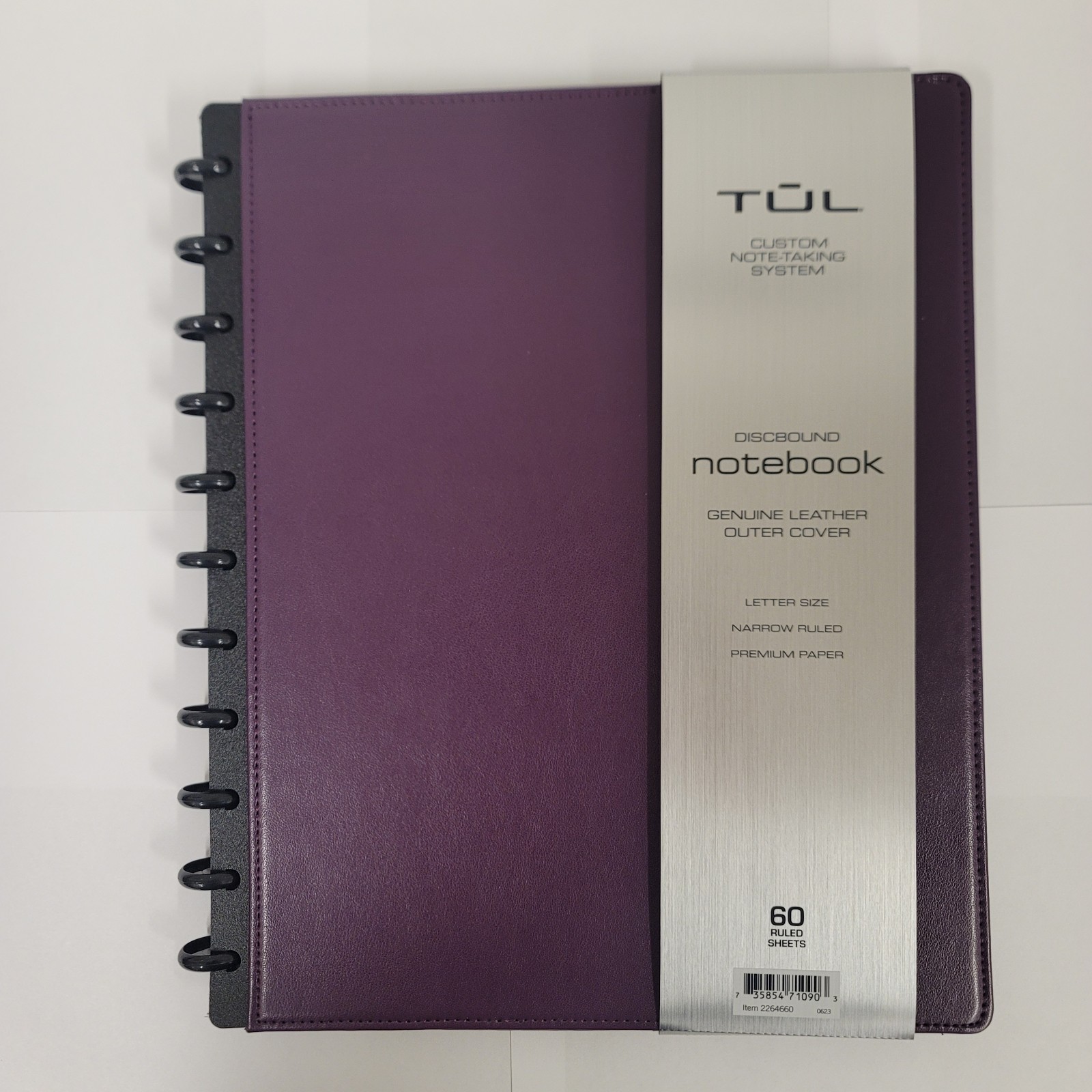 TUL Custom Note-Taking System Discbound Leather Notebook, Letter Size, Purple