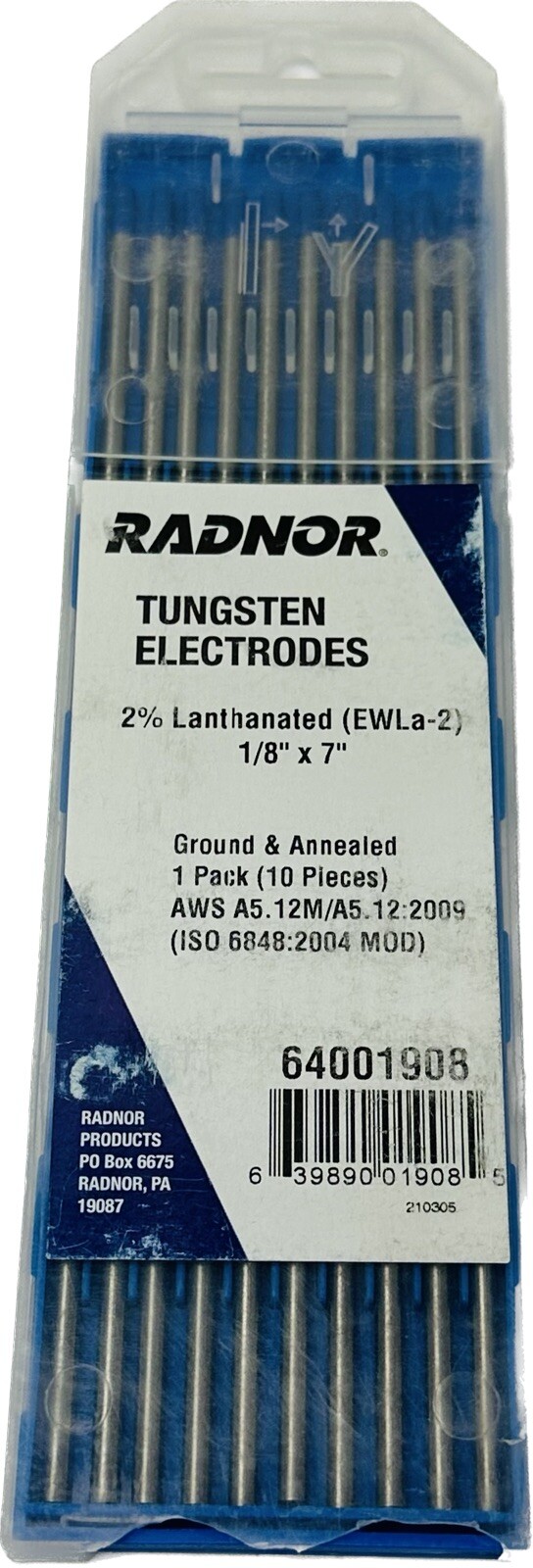 10 Pcs Radnor Ground 2% Lanthanated Tig Tungsten Electrode 1/8″ x 7″ 64001908