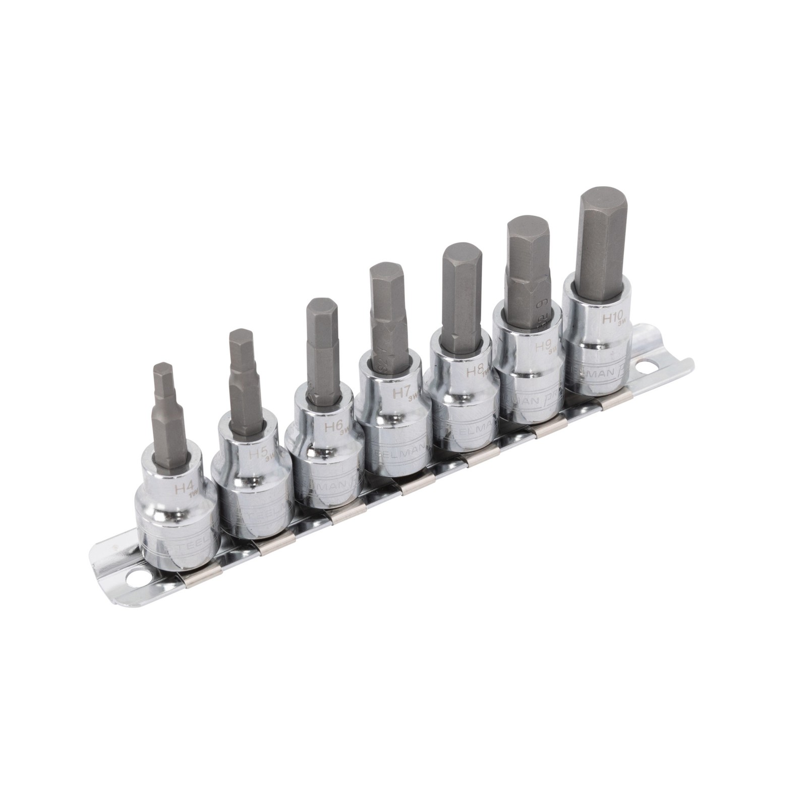 STEELMAN PRO 7-Piece 3/8-Inch Drive Metric Hex Bit Socket Set, 78381