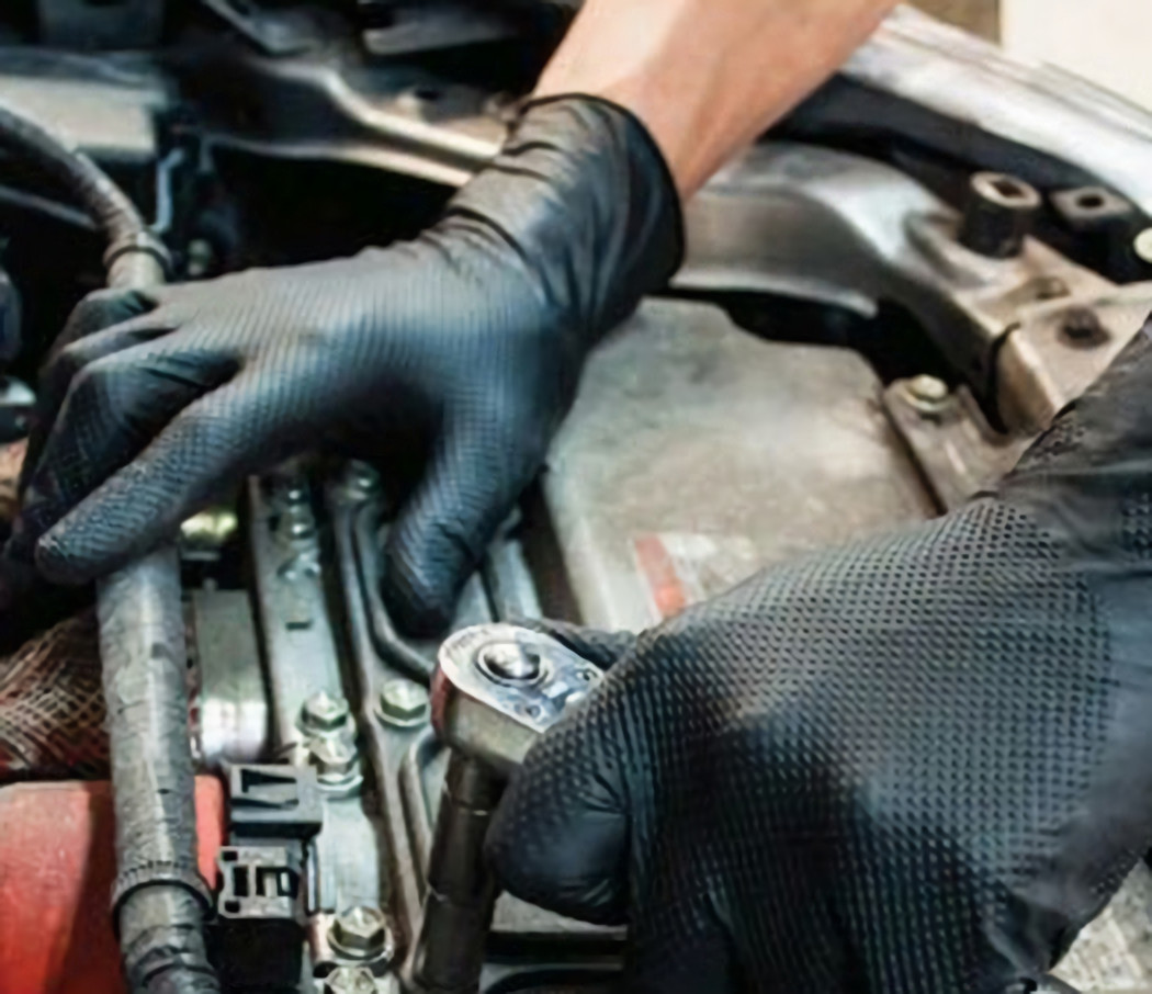 8mil Heavy Black Heavy Duty Diamond Texture Nitrile Gloves for automotive 100