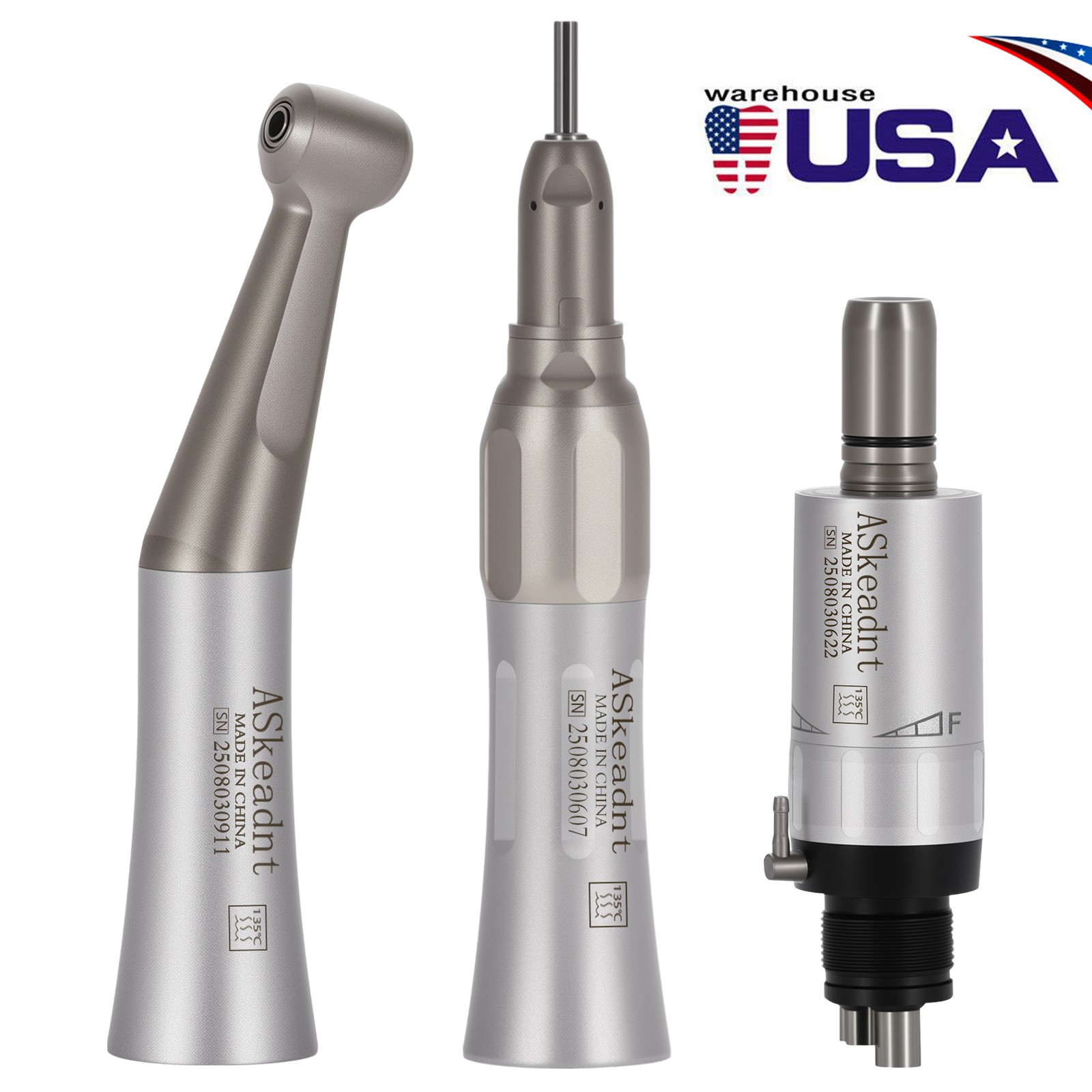 ASkeadnt Dental Slow Low Speed Handpiece Straight Contra Angle Air Motor 4Hole
