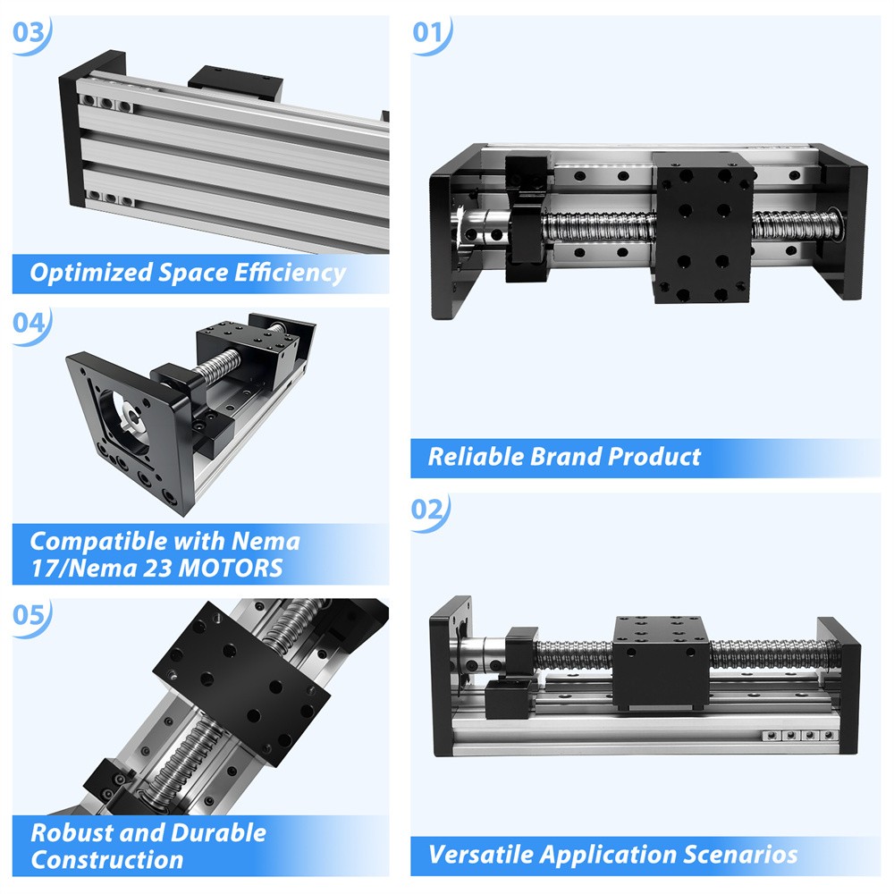50kg Loads Linear Double Guides Ball Screw Slide Table With Stepper Motor Kits