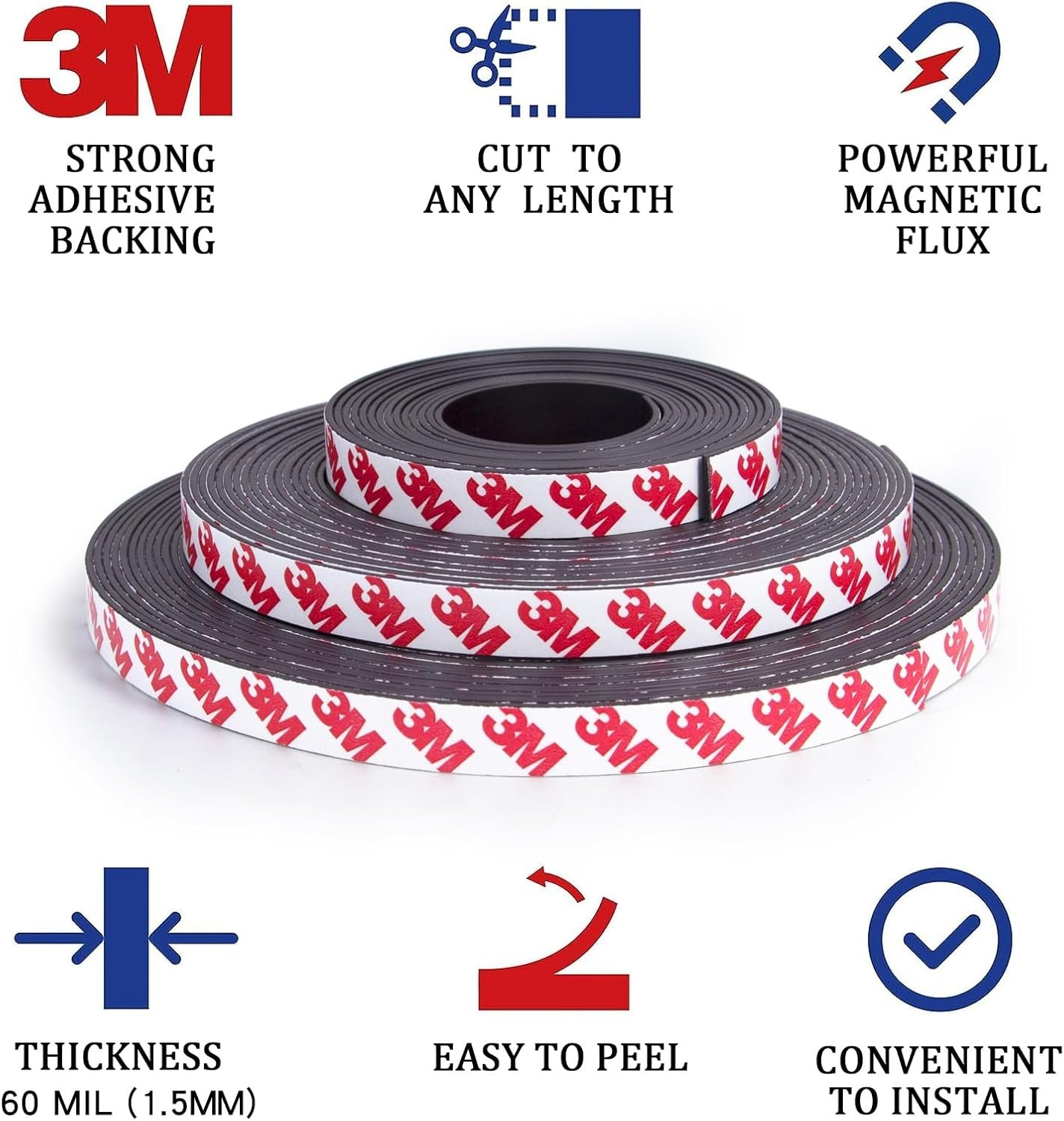Super Sticky Magnetic Tape 10ft x 1/2in Strong Magnet Strip Adhesive NEW