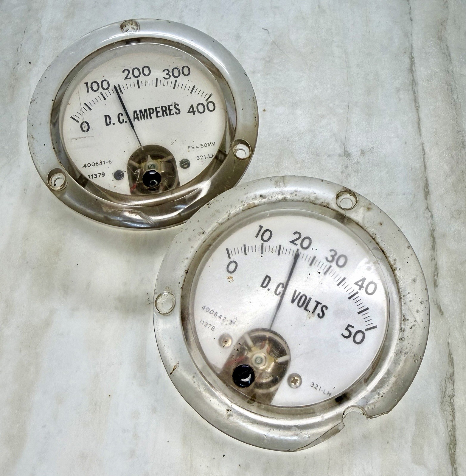 Hobart OEM Panel Meter Pair – 400A Ammeter & 50V Voltmeter Fits GPU-400, RC-301