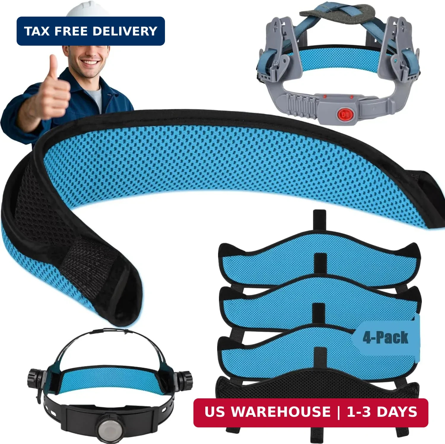 Hard Hat Sweat Bands 4Pcs, Innovative 3-Layer Fabric Sweatbands for Hard Hats Wa