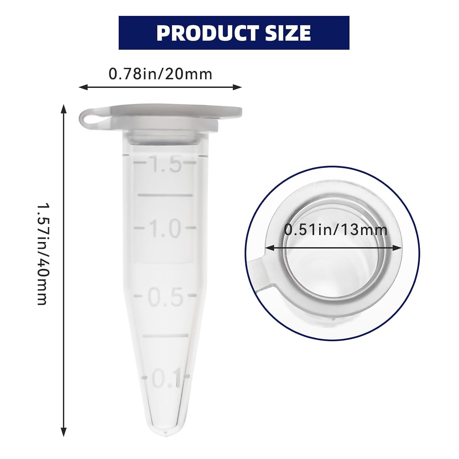 50 ct Centrifuge Tubes for Micro-Centrifuge, 1.5 mL Polypropylene, Ayinlab Brand