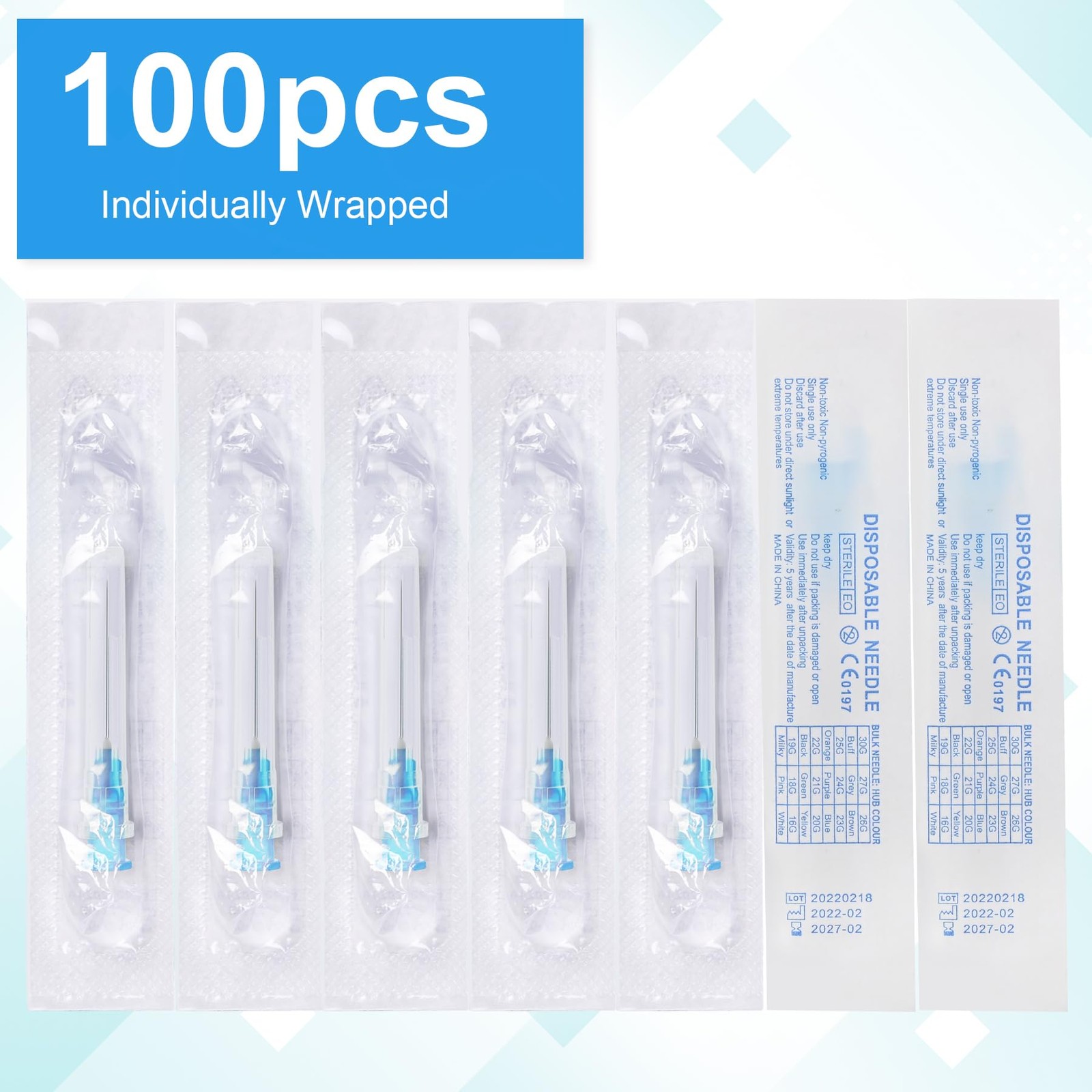 23 Gauge 1 Inch , Luer Lock Labs Tools Accessories, Individually Wrapped, 100