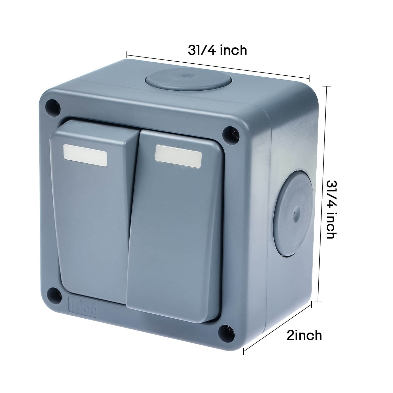 2 Gang IP66 Weatherproof Outdoor Light Switch 10A 110-250V SPDT for Yard Garage