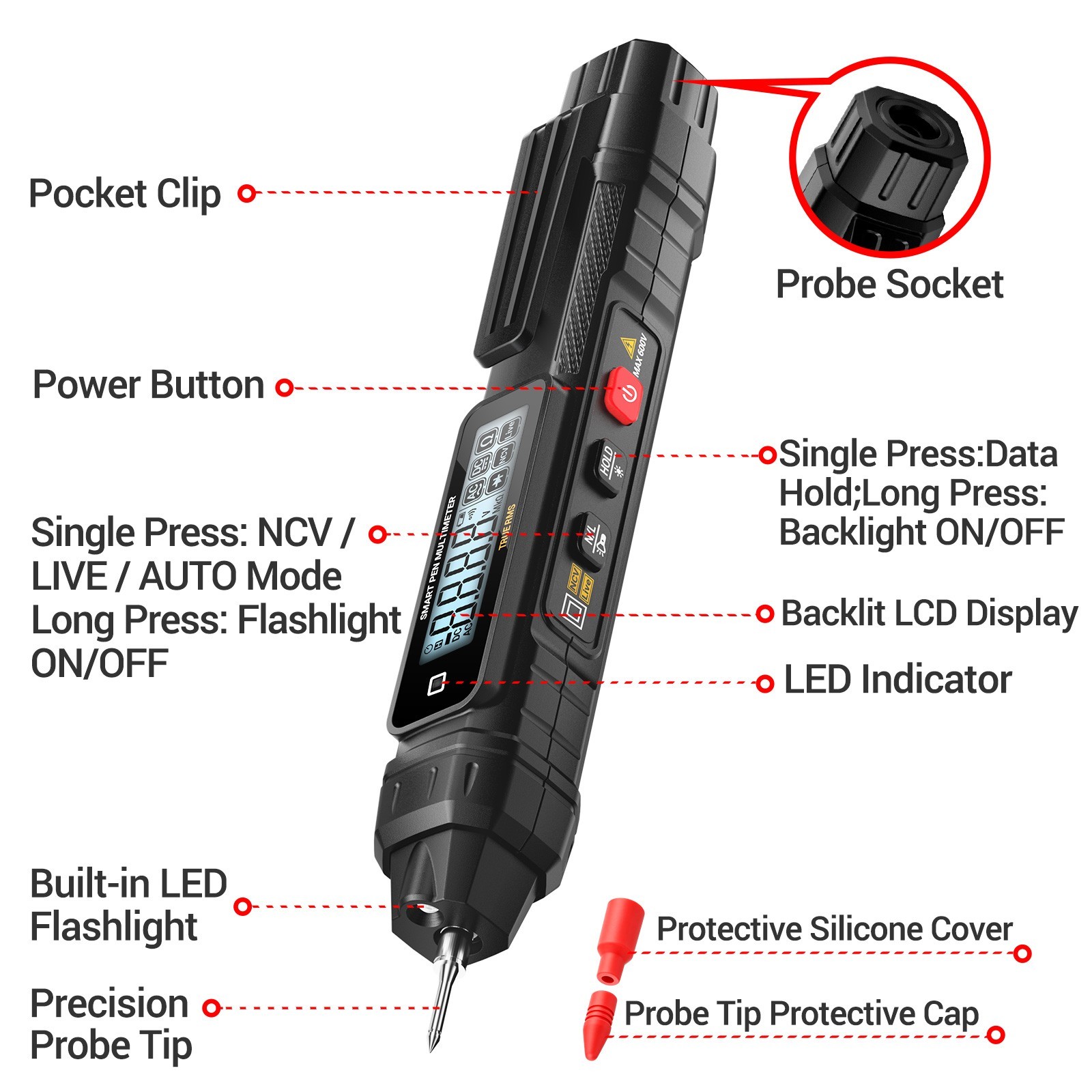 ANENG Digital Pen Multimeter AC DC Voltage Tester Voltmeter NCV Auto Range US