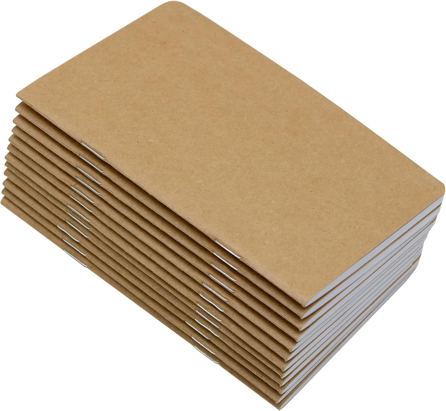 12 Pcs 5.5 Inch x 3.5 Inch Brown Cover Pocket Notebook 32 Sheets (64 Pages)