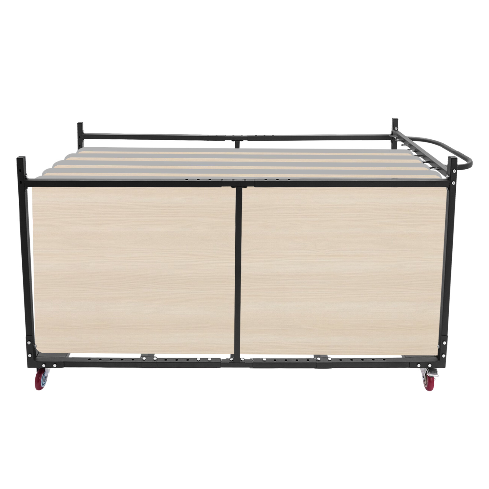 Adjustable Q235 Steel Folding Table Cart – Holds 10 Tables, 4 Swivel Wheels