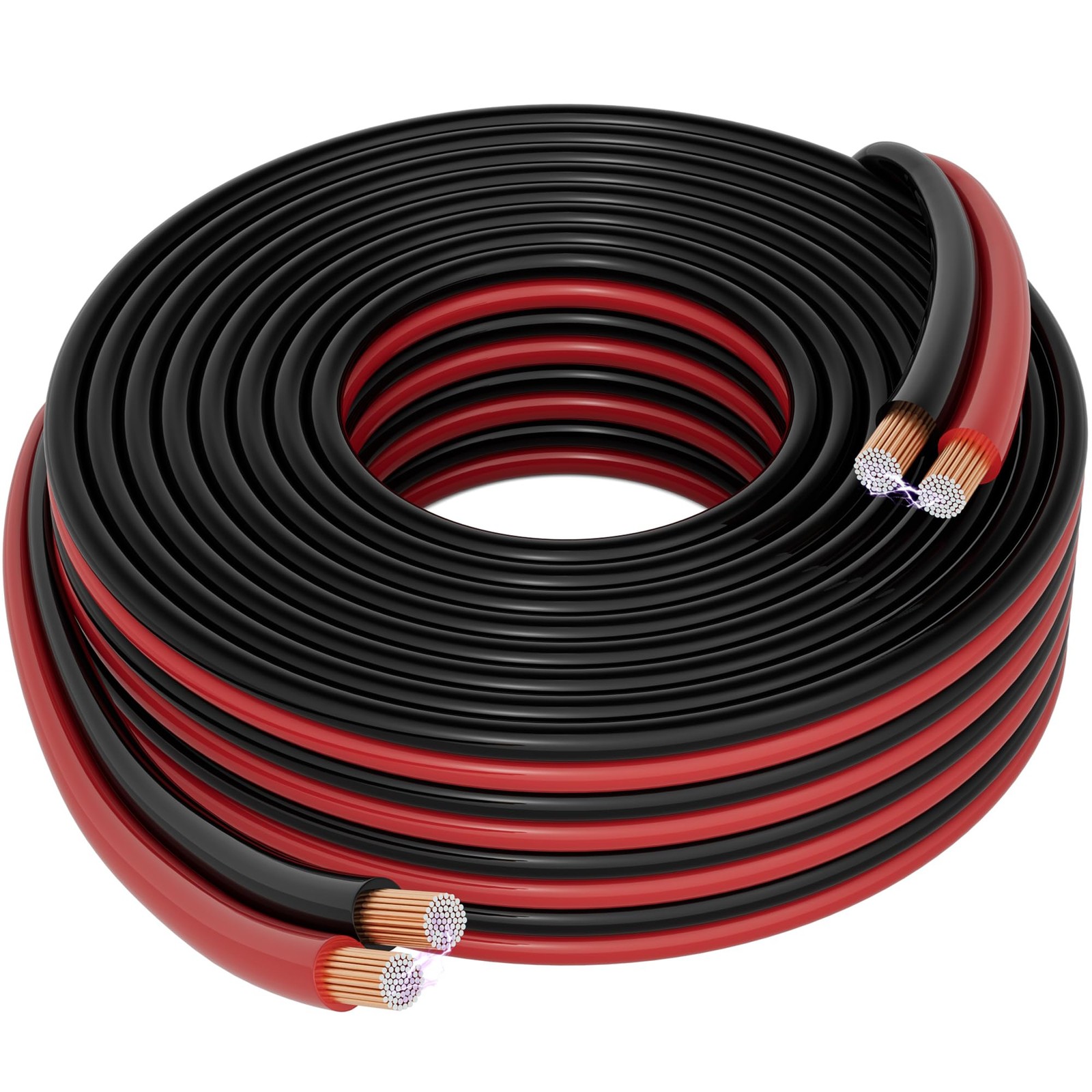 12/2 Gauge 25 FT Red Black Hookup Electrical Wire Cable Strips Extension Cord…