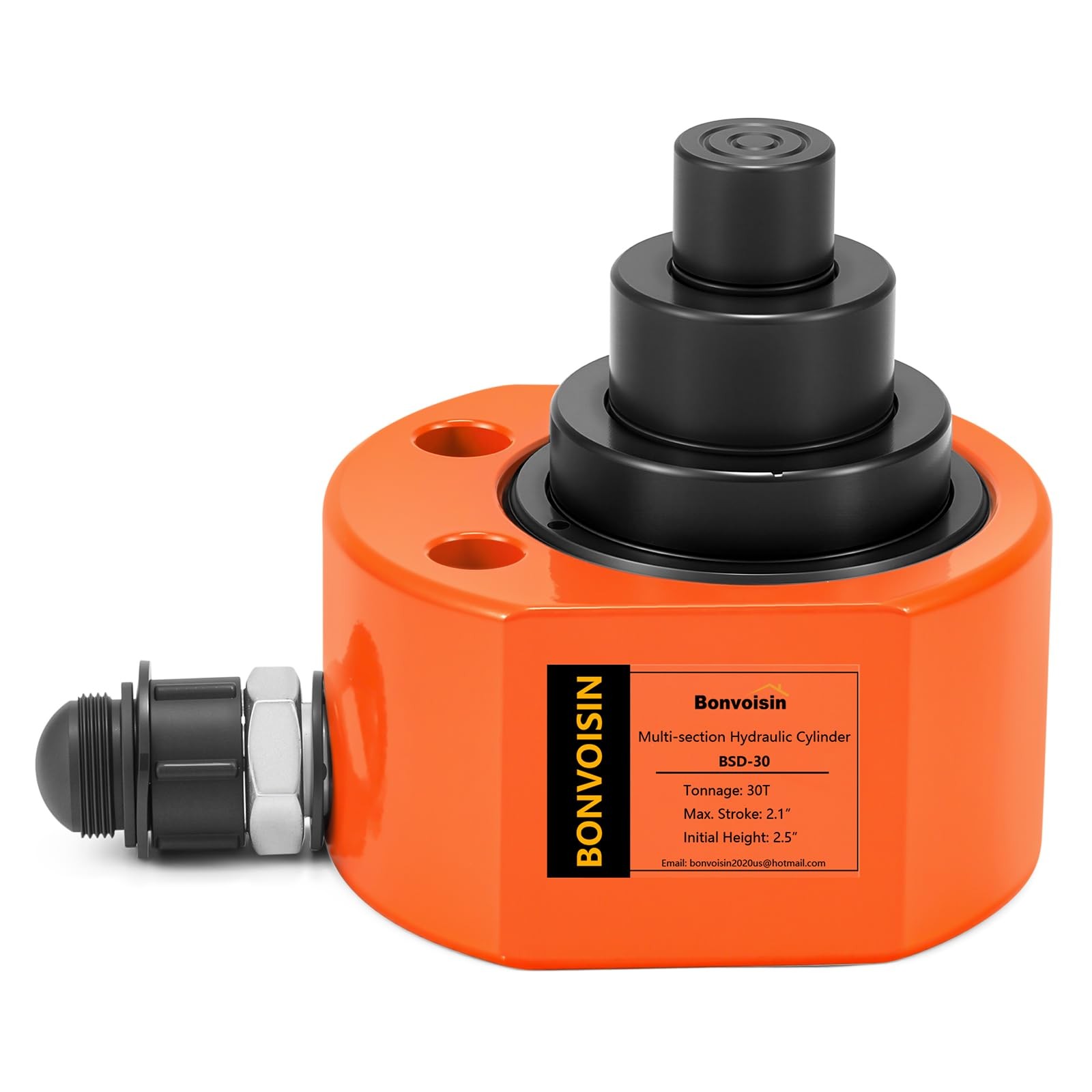 Bonvoisin Hydraulic Ram Jack 30T Low Profile Porta Power Cylinder 30T, Orange