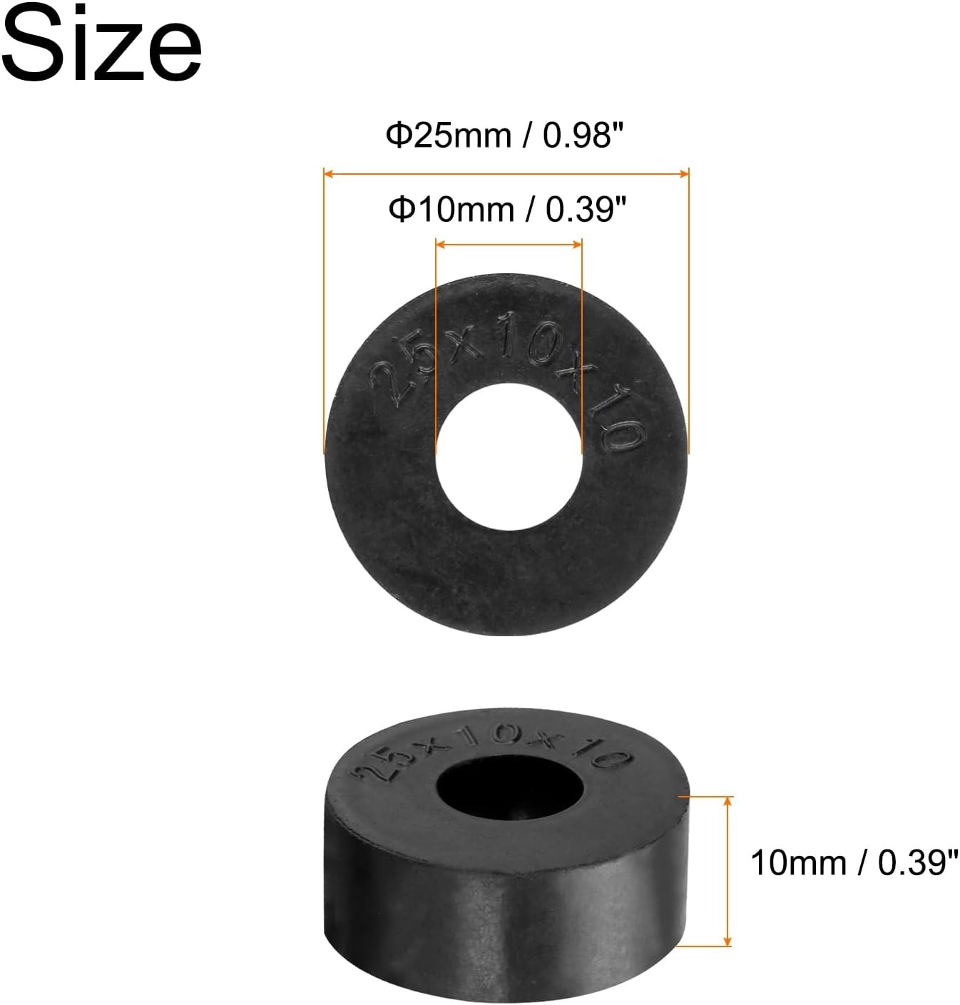 12Pcs Rubber Spacers 25Mm OD, 10Mm ID, 10Mm Height round anti Vibration Spacer R