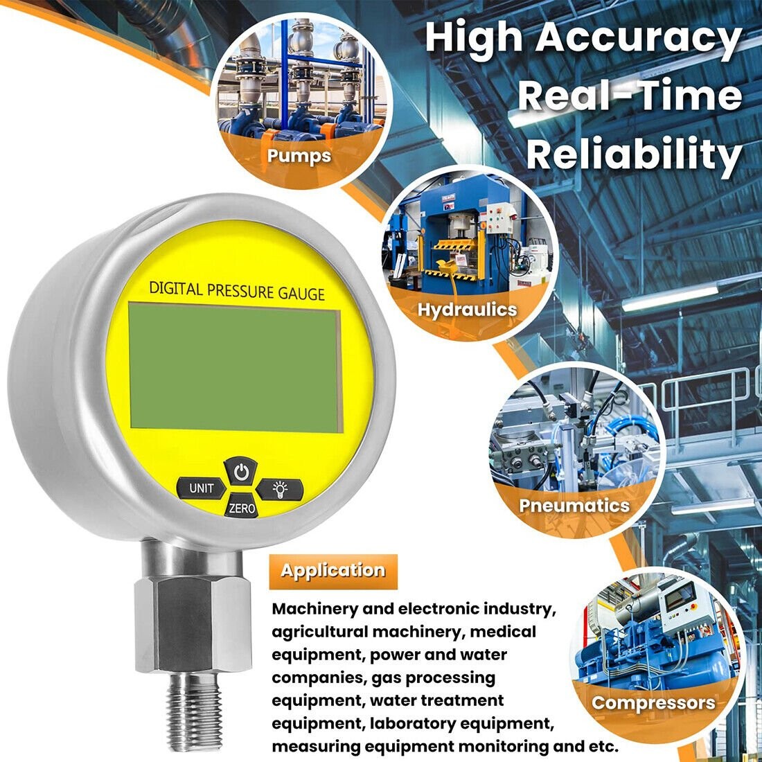 700BAR Digital Hydraulic Pressure Gauge Manometer 1/4″ NPT Connector 10000 PSI