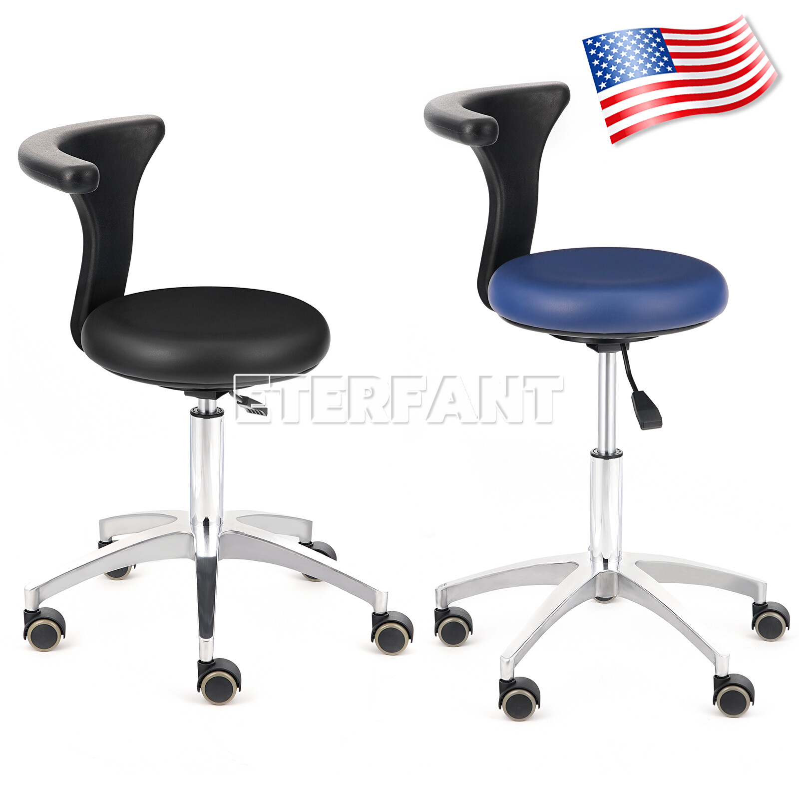 ETERFANT Dental Mobile Doctor Assistant Stool Chair PU Leather Adjustable Height