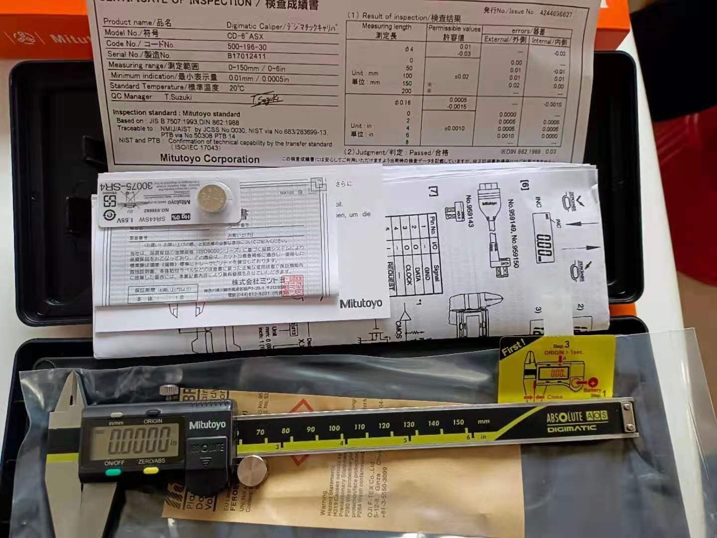 150mm/0-6 Absolute Digital Digimatic Vernier Caliper Mitutoyo Japan 500-196-30