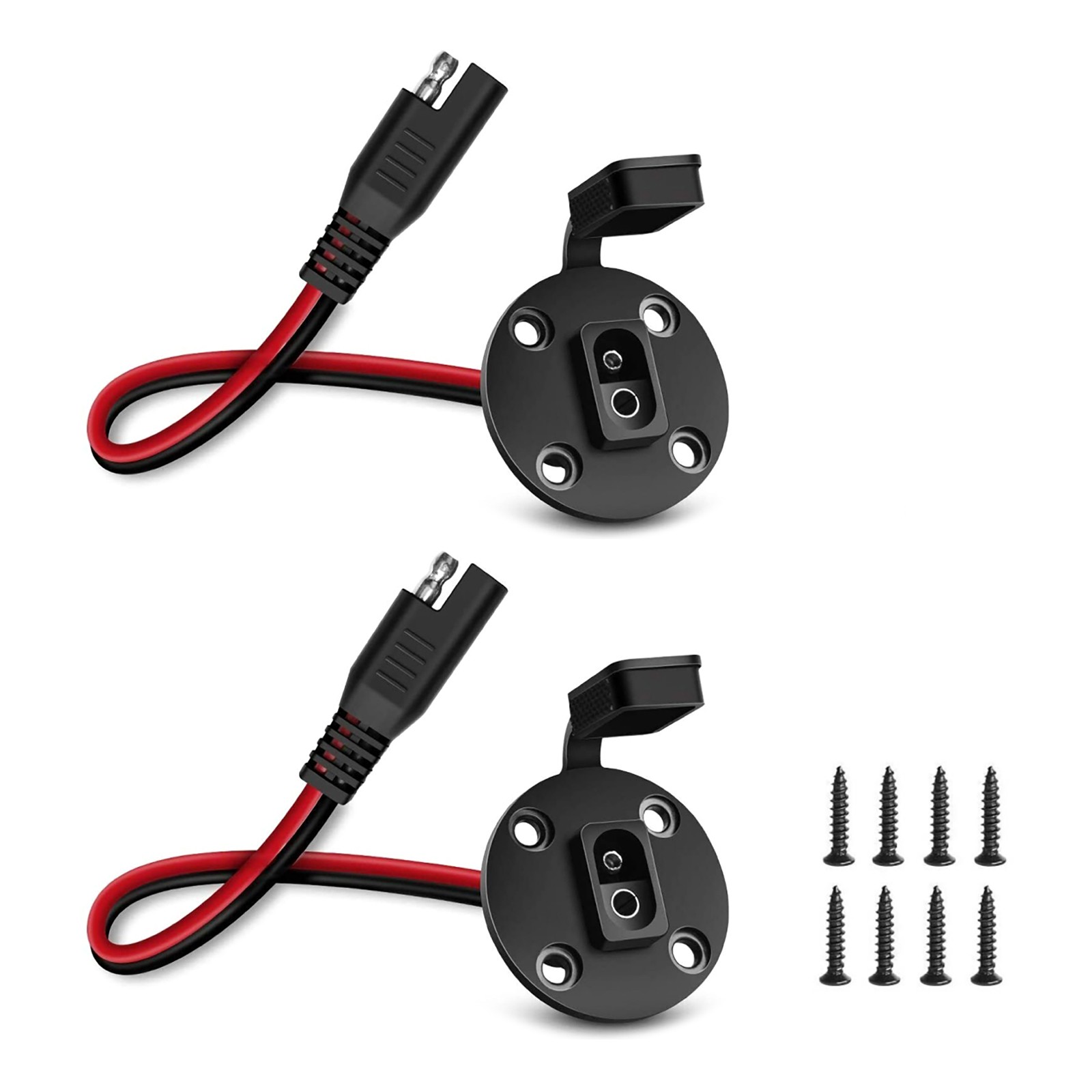 2x SAE Power Socket Sidewall Port Quick Connect Solar Panel Mount Connector 30cm