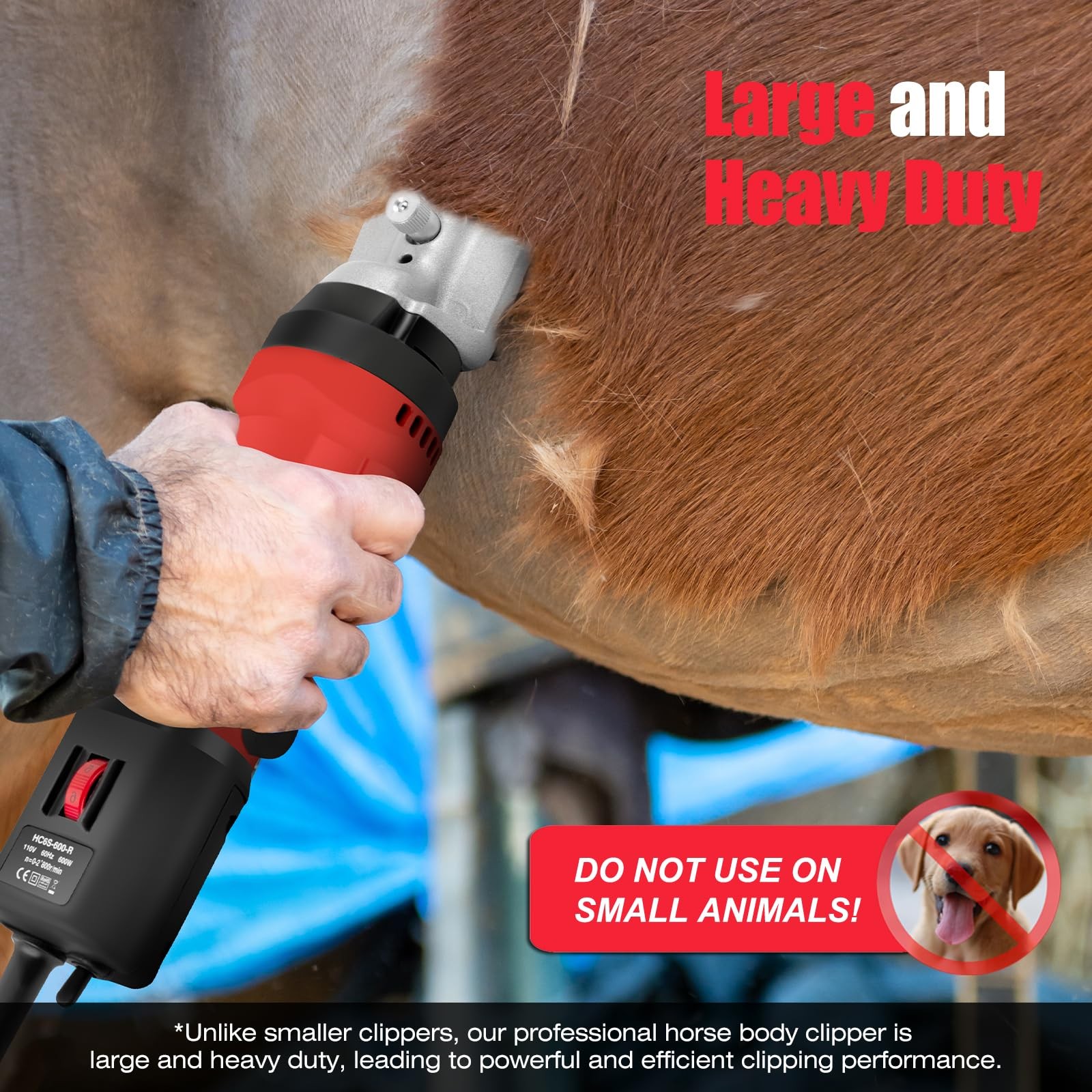 Horse Clippers, 600W Professional Heavy Duty Horse Body Clippers, 6-Speeds La…