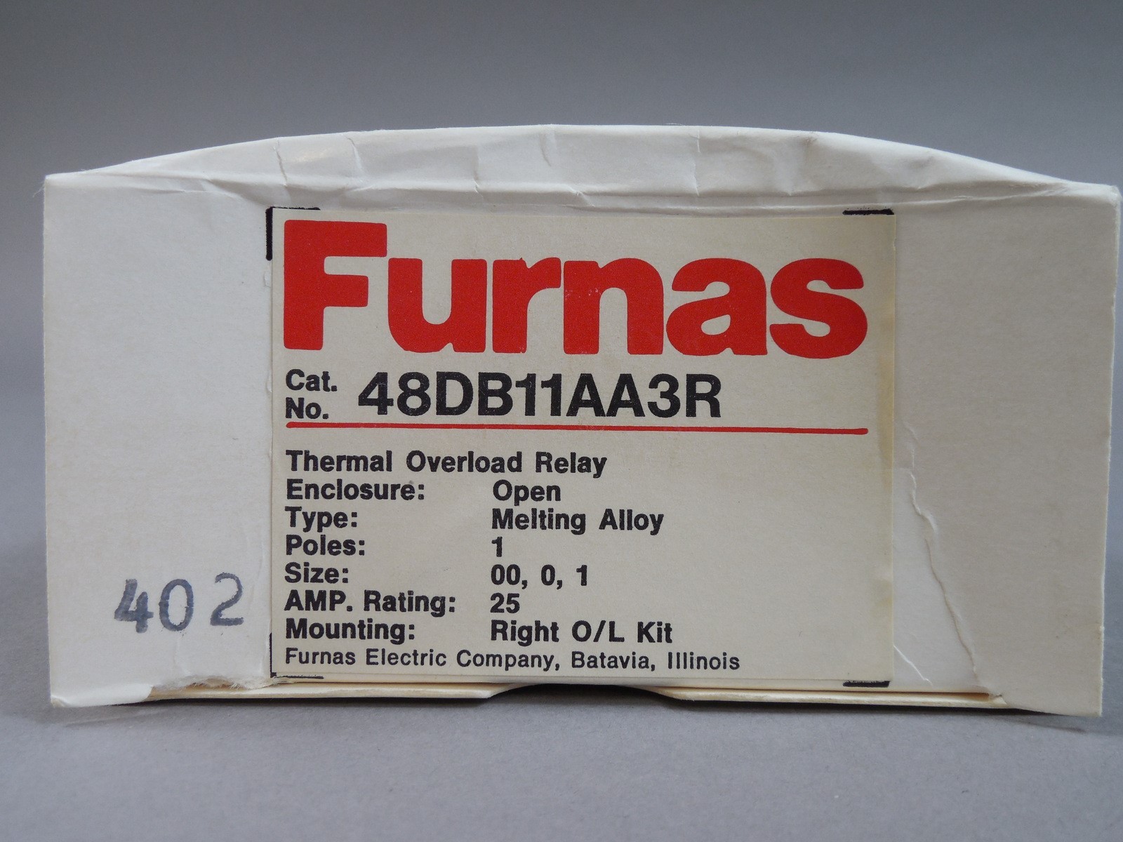 Lot of 2 Furnas 48DB11AA3R Thermal Overload Relay