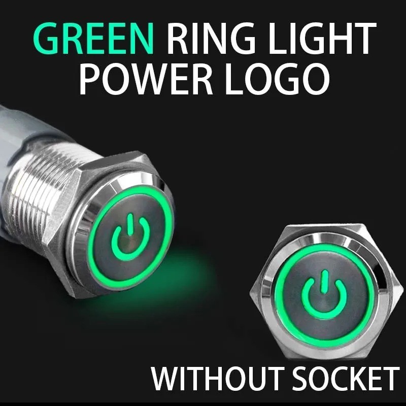 16mm 12V LED ON OFF Waterproof Stainless Steel Latching Push Button Power Switch