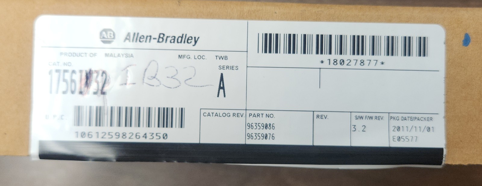 Allen Bradley 1756-IB32 /B ControlLogix Digital DC Input Module