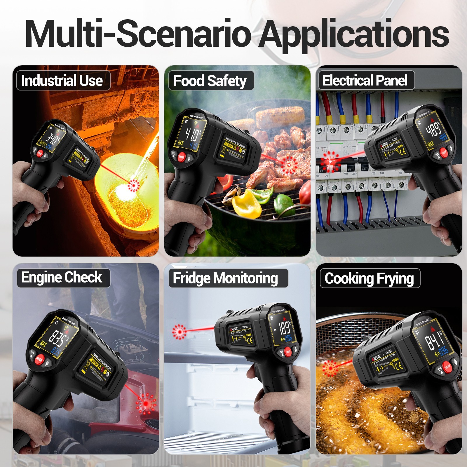 ANENG Infrared Thermometer Digital Laser Temperature Gun 12:1 IR Heat Meter Test