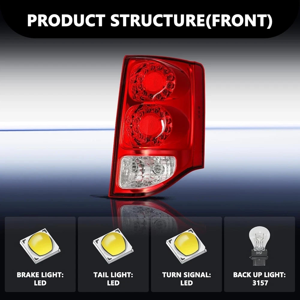 Grand Caravan LED Tail Light 2011-2020 Rear Brake Signal Lamp with Bulbs Pair