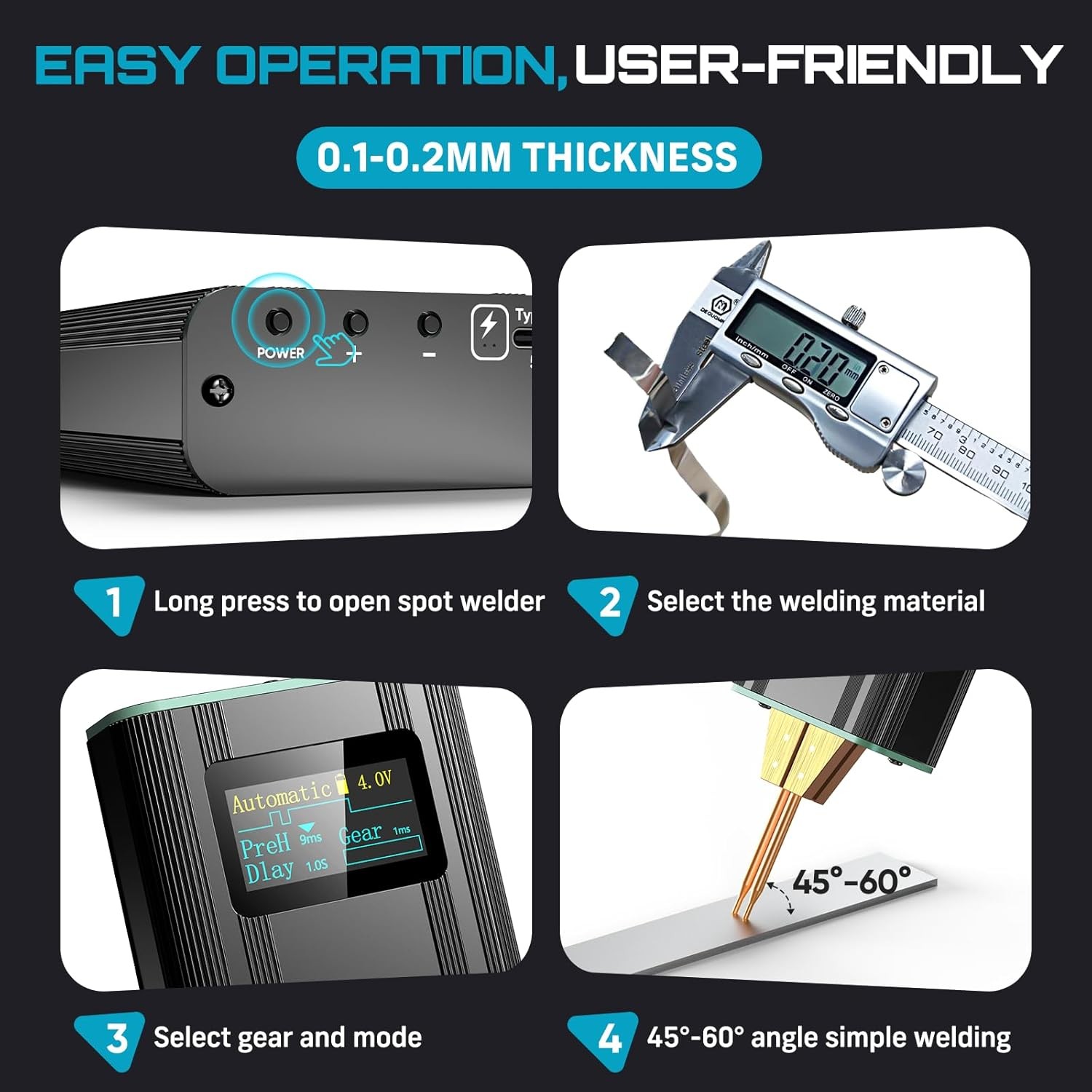 5000mAh Portable Spot Welder LCD Screen 80 Gear Adjustable DIY fr 18650 26650