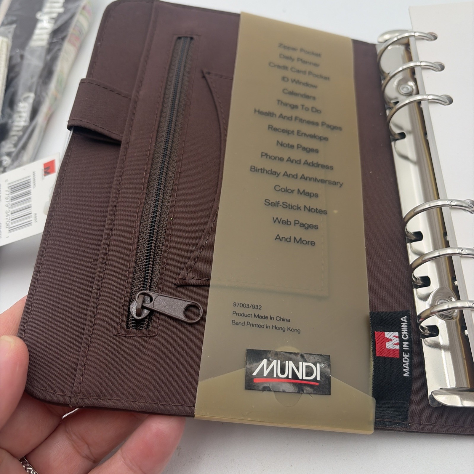Mundi Mundex Daily Planner Organizer with Card Slots leather like Brown 6 ring