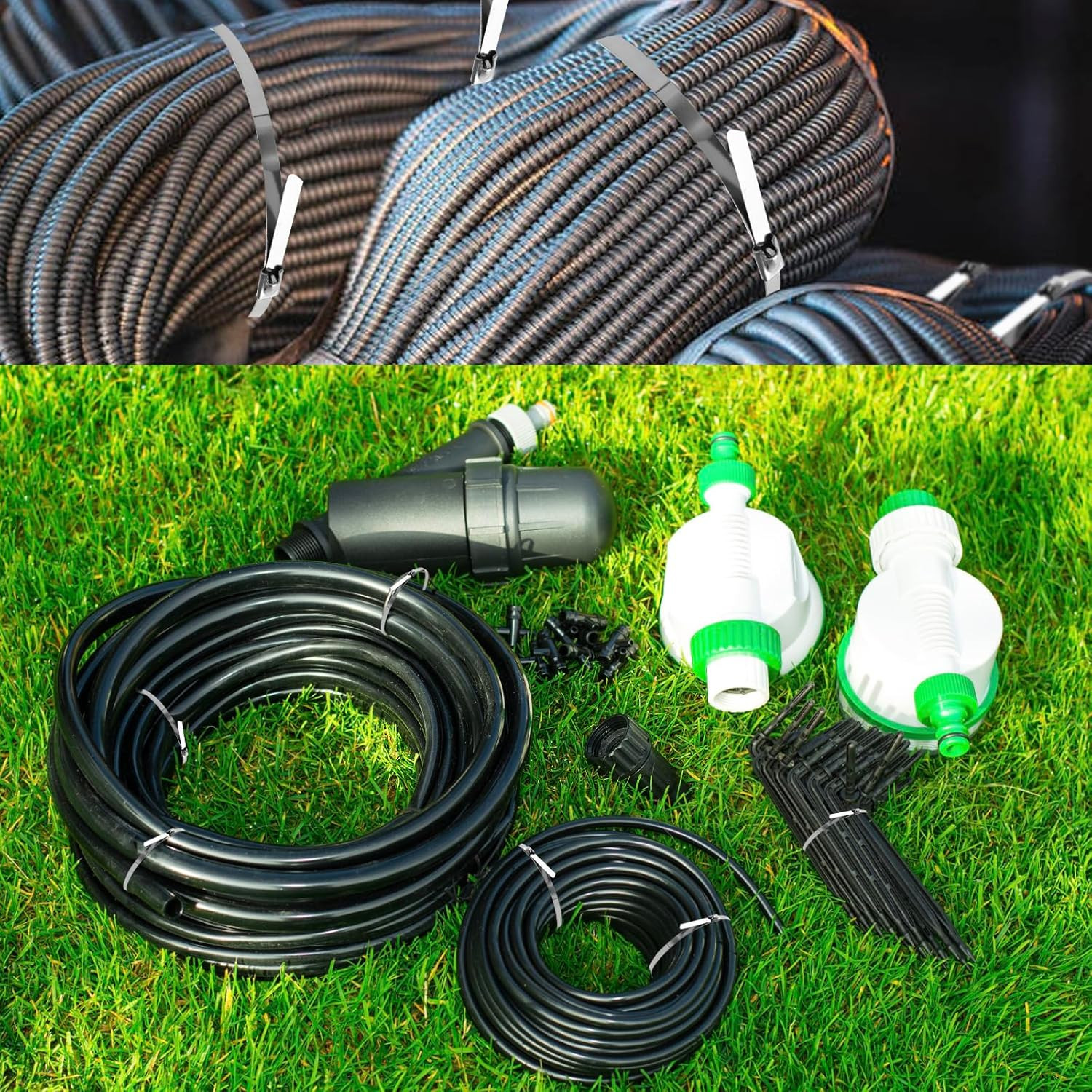 100-Pack Metal Zip Ties 11.8 inch, Heavy Duty 304 Stainless Steel Self-Lockin..