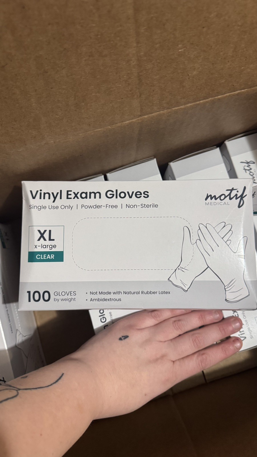 SunnyCare Blue Vinyl Synthetic Exam Gloves, Latex Free, Size XL