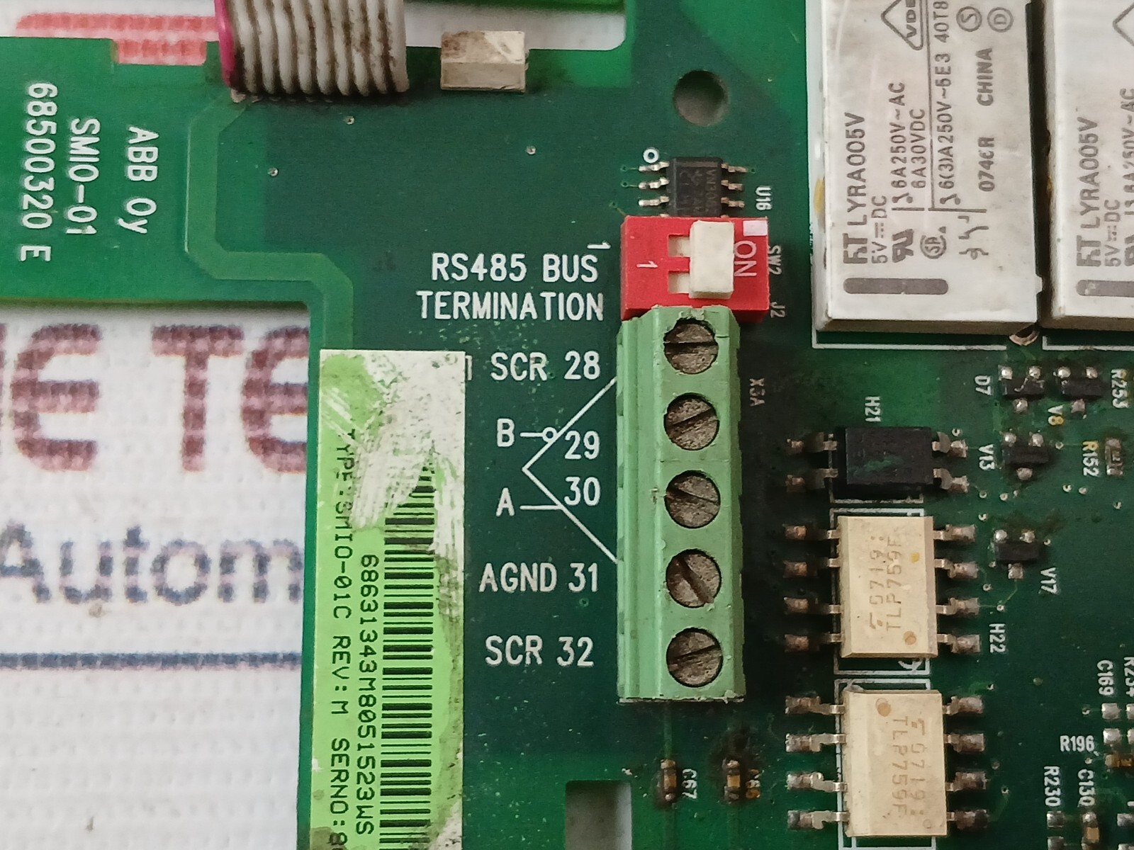 ABB SMIO-01C Fieldbus Module RS485 Bus Termination Rev M 68500320 E 94V-0