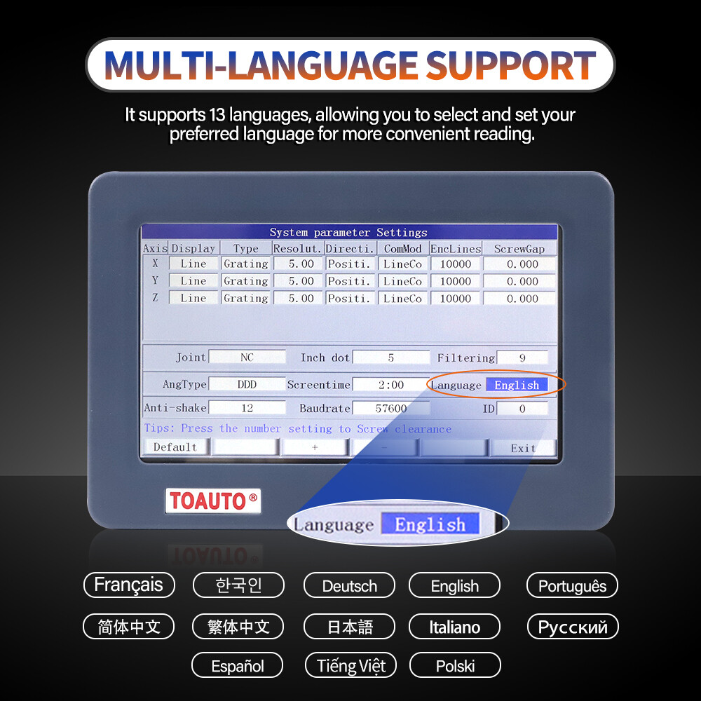 TOAUTO 2Axis /3 Axis Digital Readout 7» LCD Touch Screen DRO 5UM Linear Scale