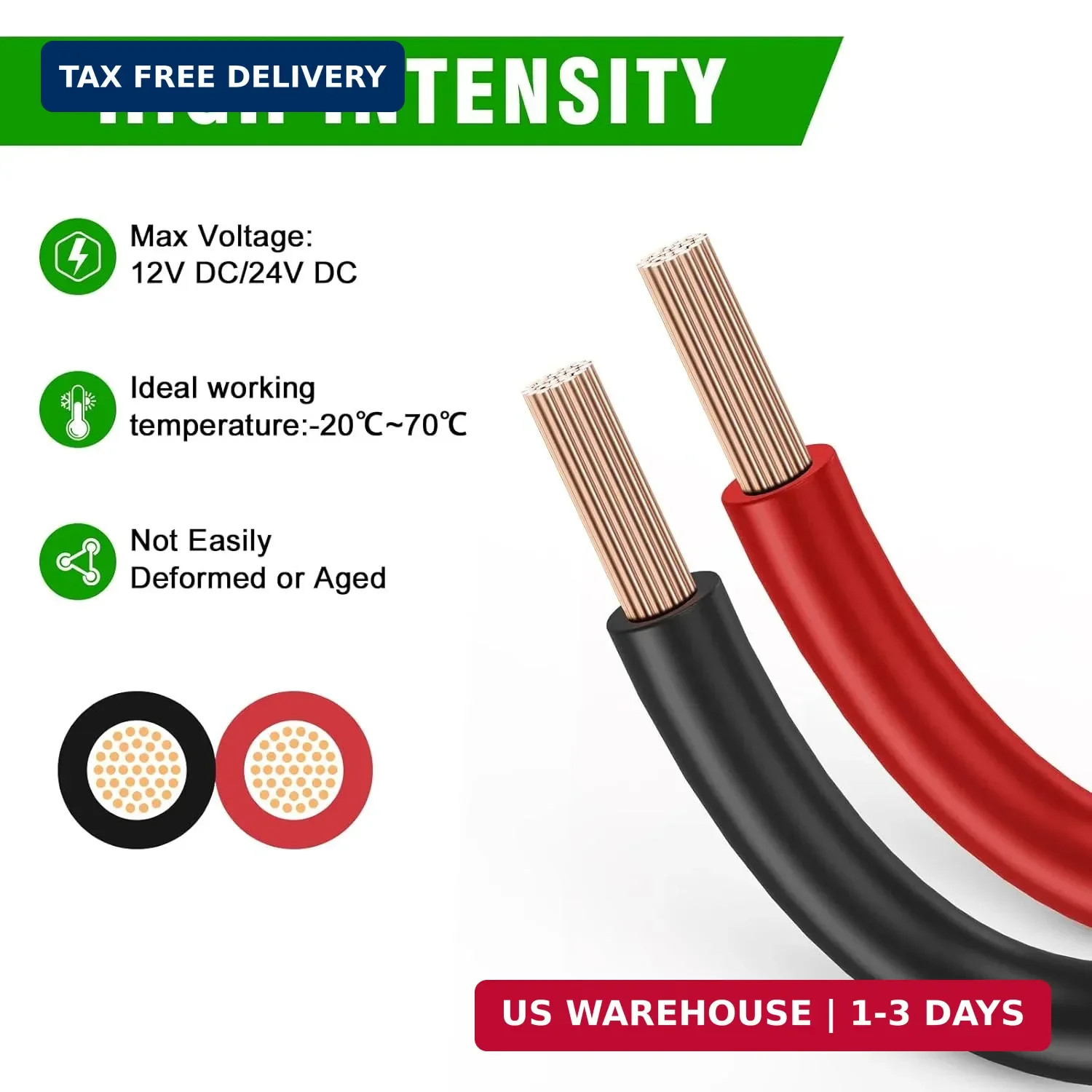 14 Gauge Wire 100FT, 2 Conductors Electrical Wire Red and Black Cable, Low Volta