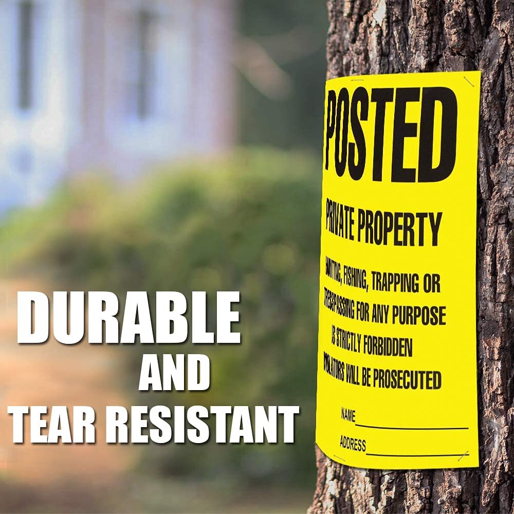 100-Pack No Trespassing/No Hunting Signs 11x11in Yellow Weather-Resistant