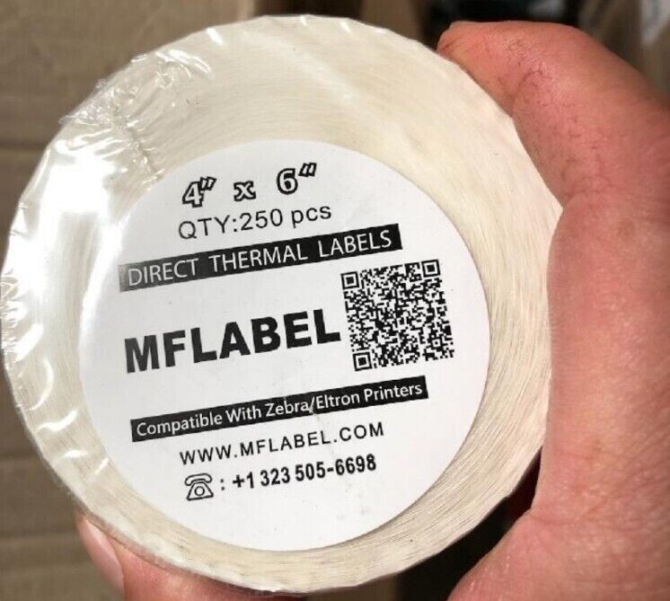 EACH MFLABEL 4” X 6” Direct Thermal Labels (250 PCs)(Y8)