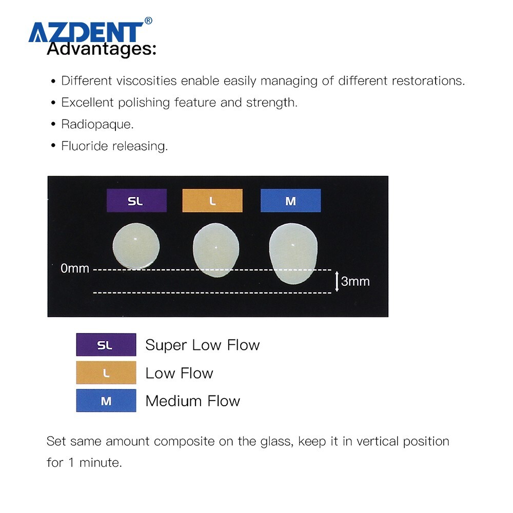 Dental DX.FLOW DENTEX Flowable Medium Flow Light Cure Composite Resin 3g/Kit A2