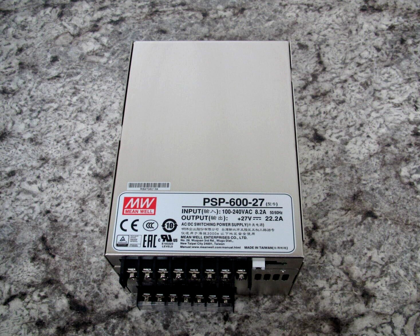 Mean Well PSP-600-27 100-240VAC 8.2A / +27V 22.2A 600W Switching Power Supply