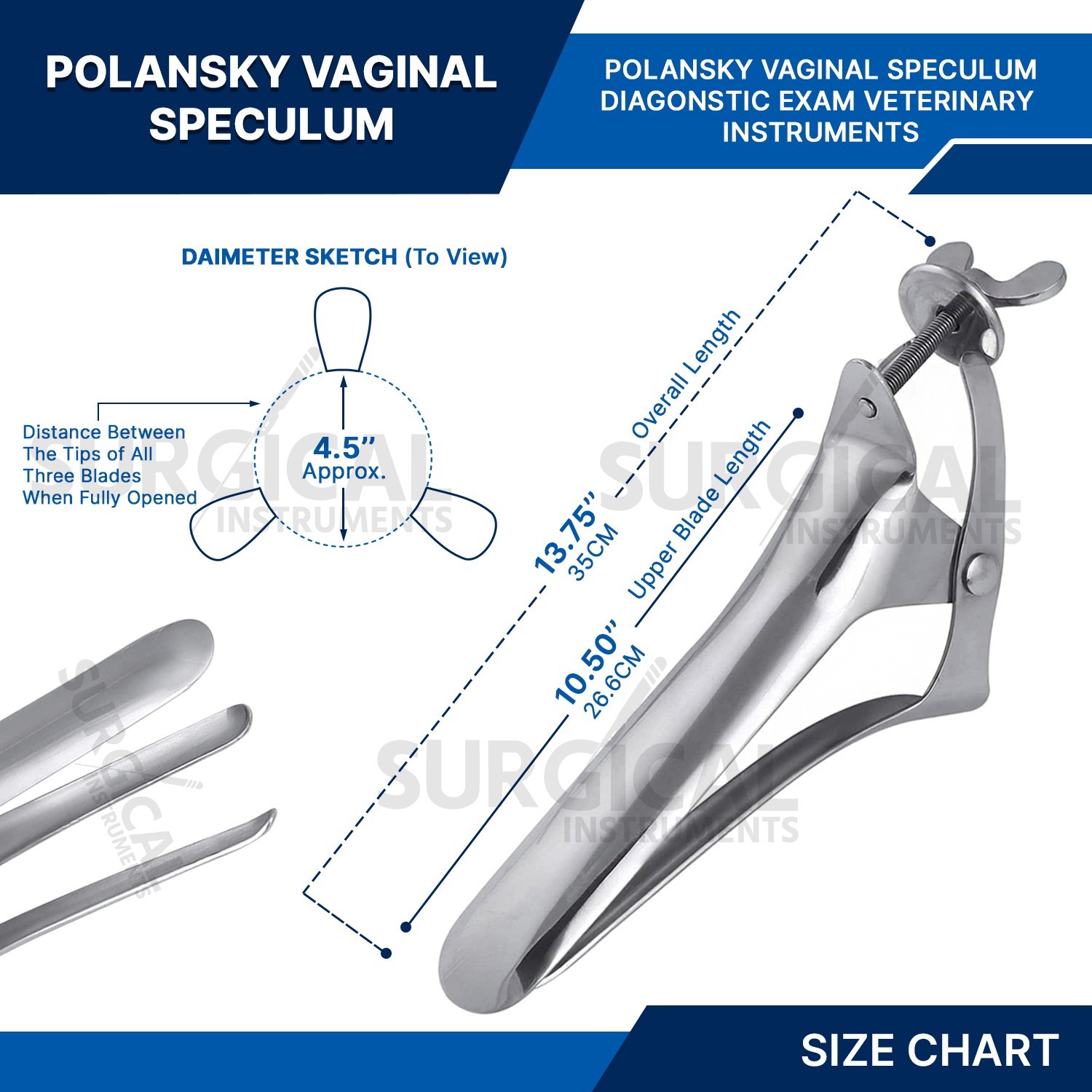 Polansky Veterinary Speculum 10.5″ (27cm) Ranch Equine Instruments German Grade