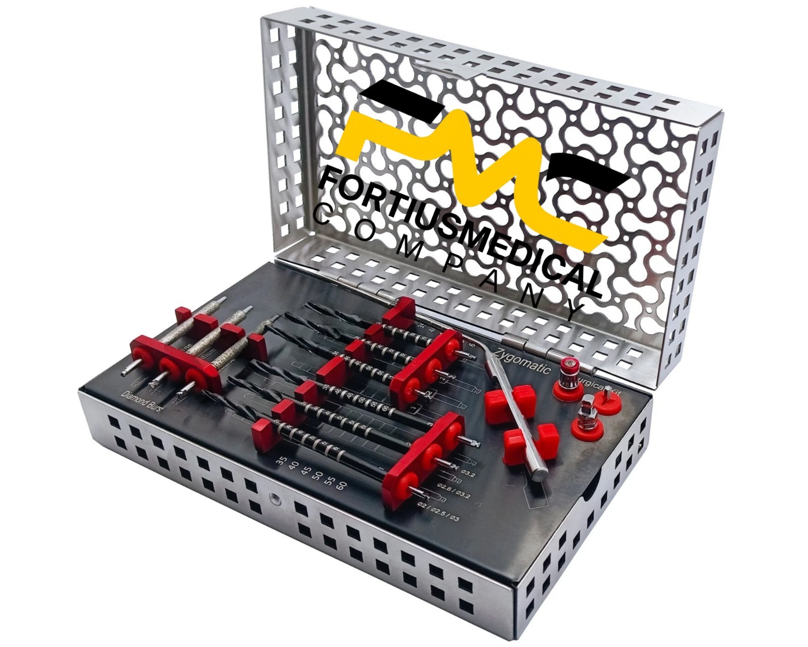 Zygoma 14Pcs Zygomatic Dental Implant Kit Titanium Coated Surgical Drill Set
