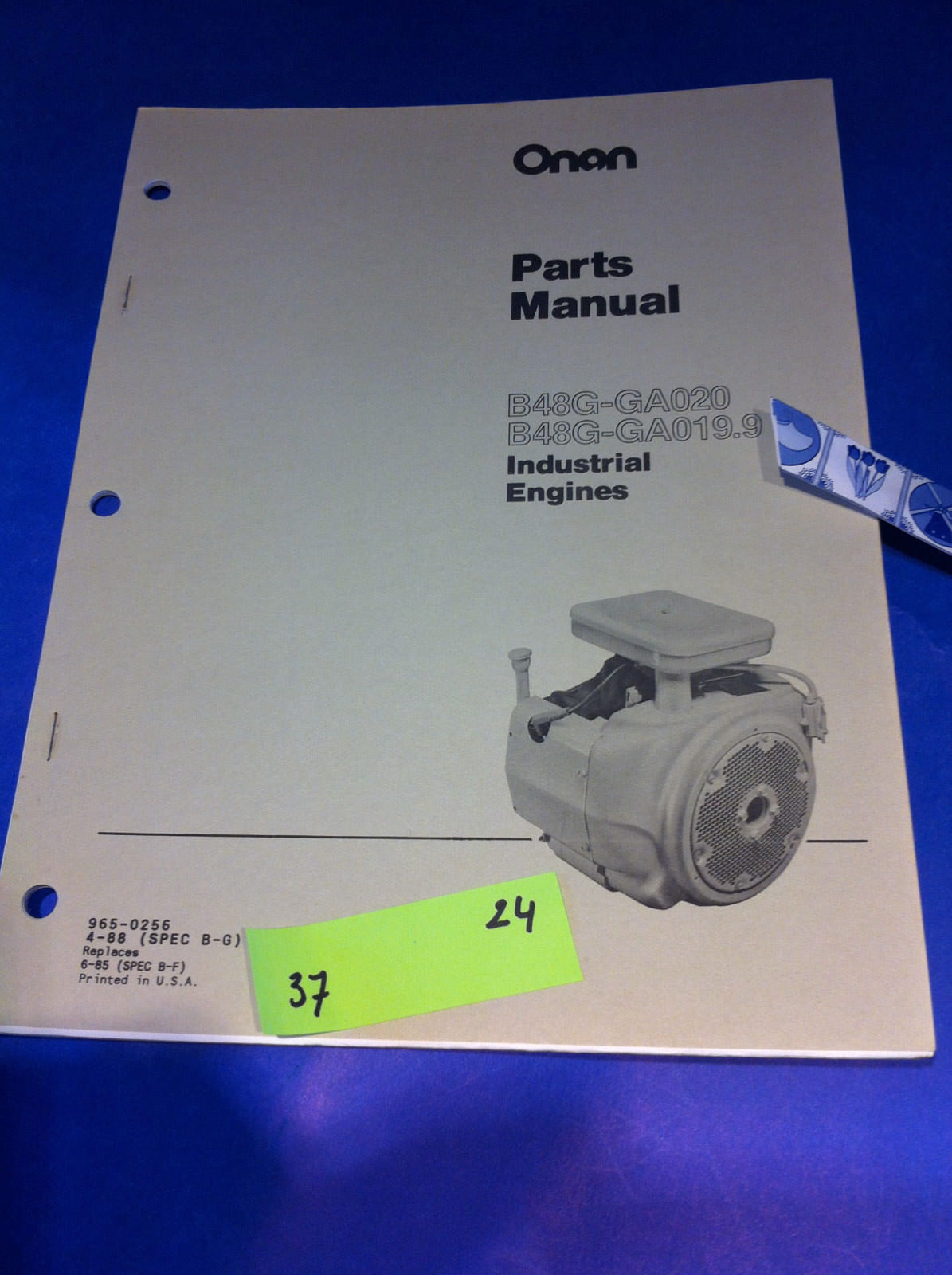 ONAN B48G-GA020 B48G-GA019.9 ENGINE MANUAL PARTS MANUAL CATALOG .