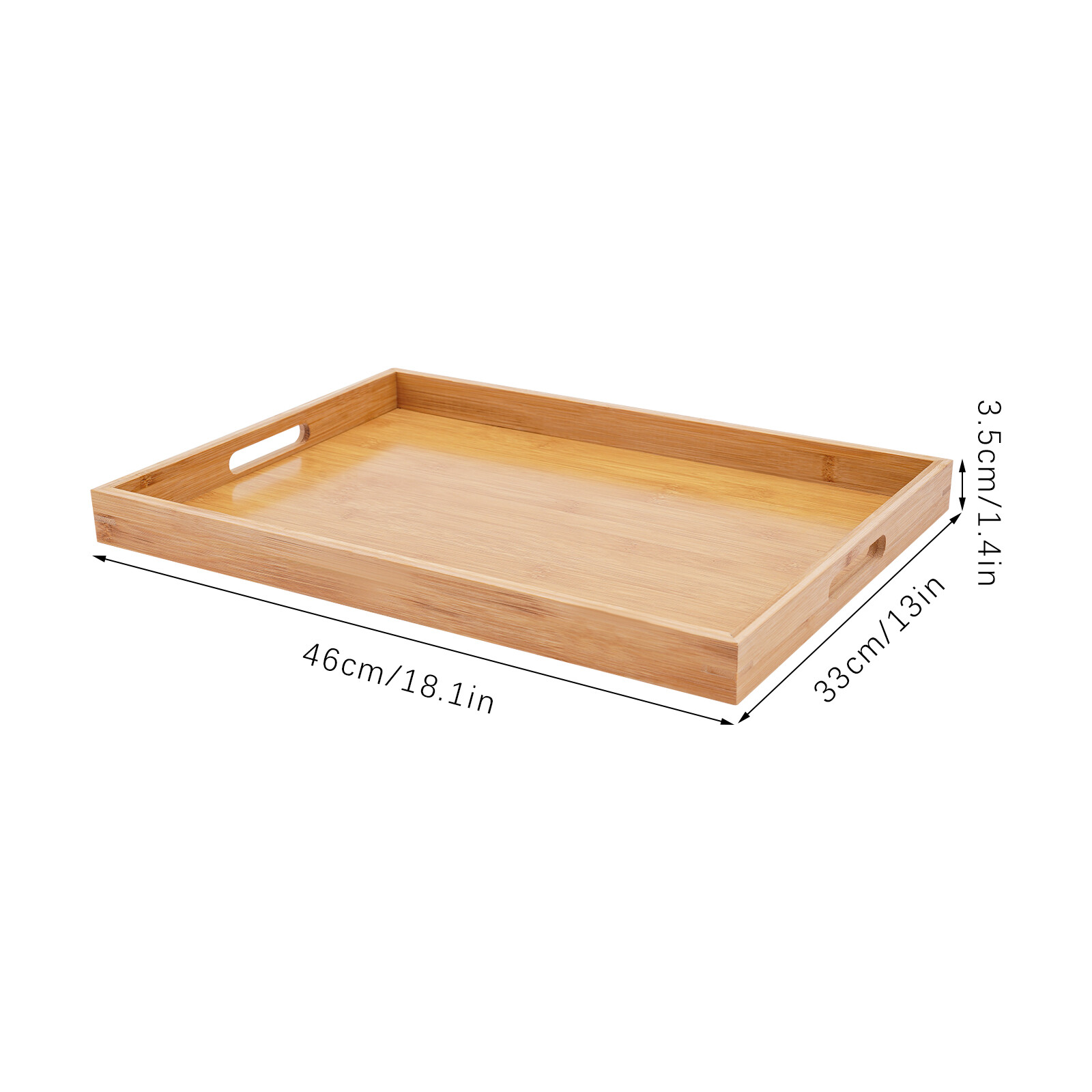 Bamboo Serving Trays 4-Piece Set Rectangular 18.1 × 13 × 1.4 In Log Color