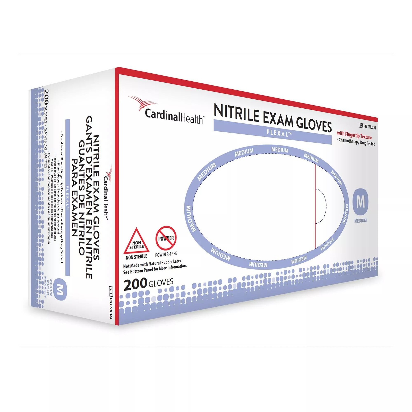 CARDINAL HEALTH Flexal Nitrile Exam Gloves Cornflower Blue LOT-88TN06XXL NEW
