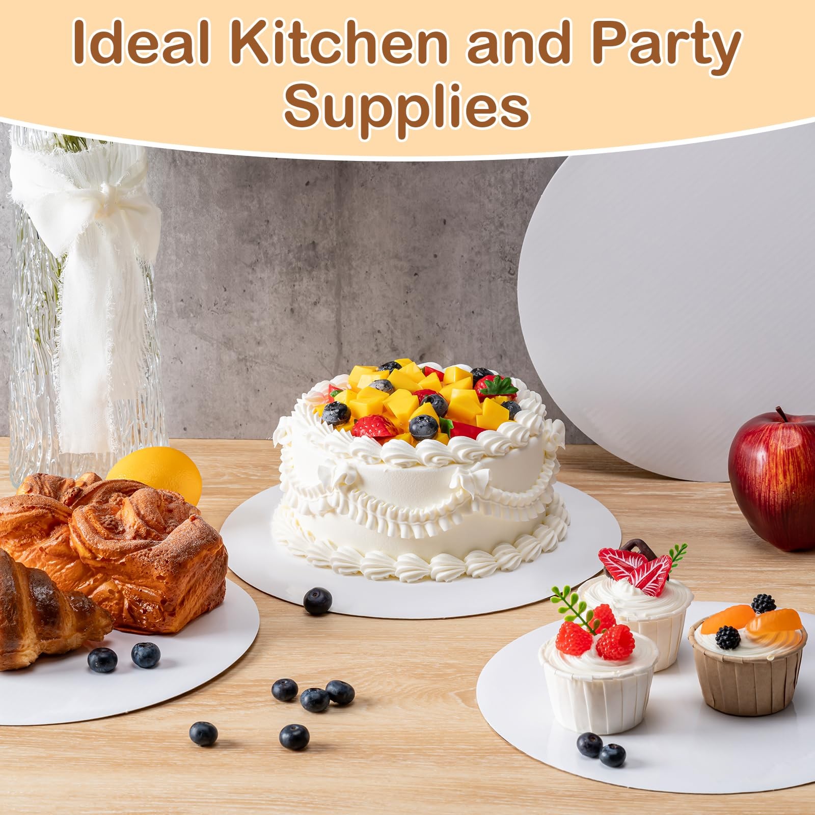 6 Pcs White Round Cake Boards 10 Inch Circle Cake Base