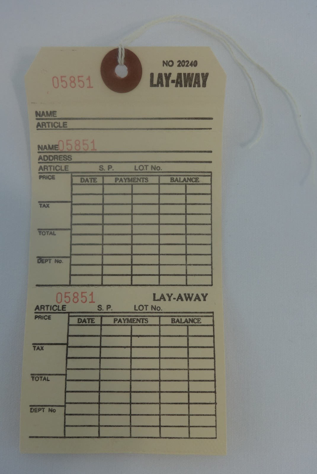 Qty. 100 Off-White Layaway Tags Merchandise Price Tags
