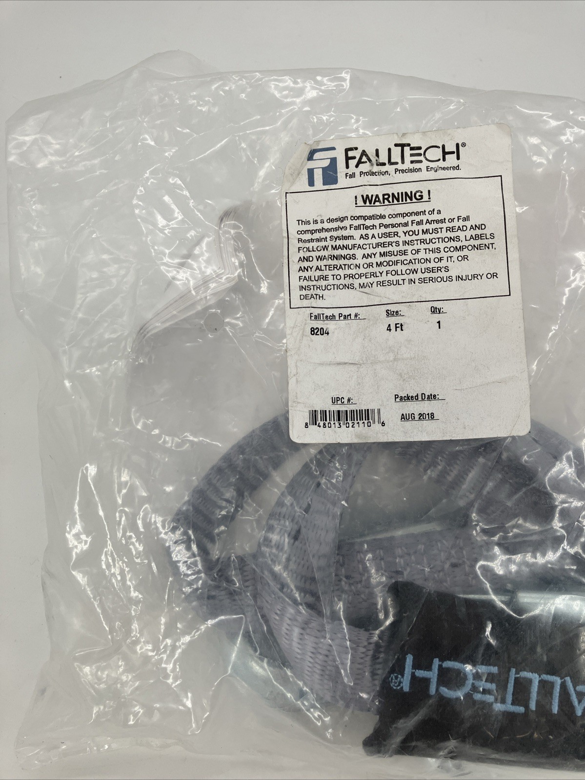 FallTech 8204 4′ Restraint Lanyard, Single Leg, with 2 Snap Hooks