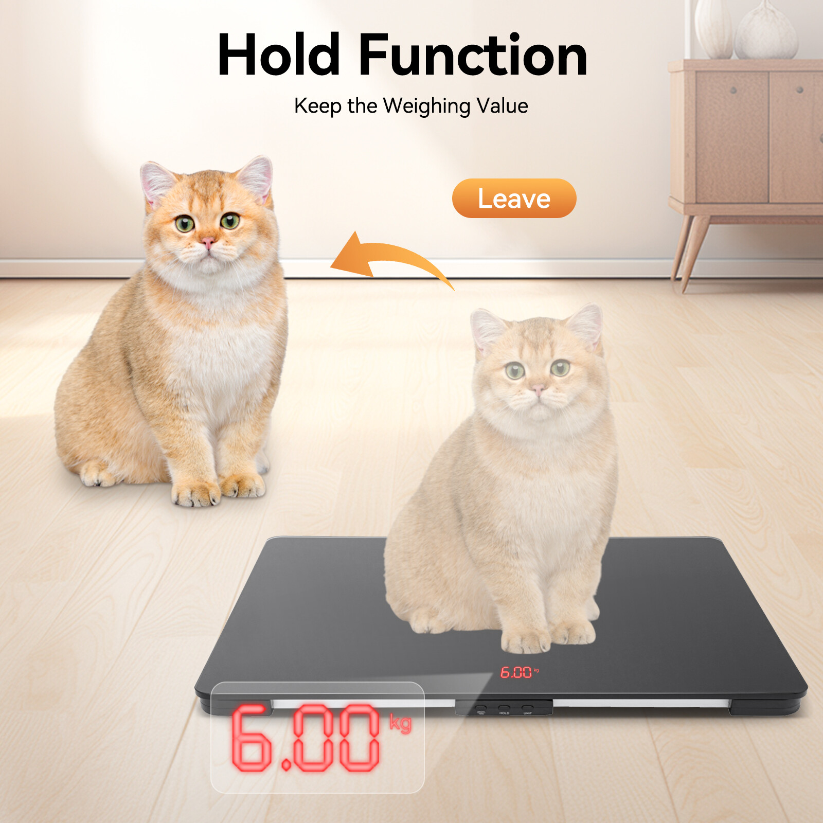6mm Tempered Glass LCD Electronic Cat Weighing Scale Digital Pet Scale 1–100kg