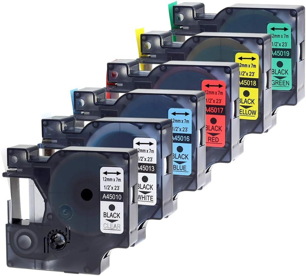 6PK Compatible DYMO D1 45010 45013 Label Maker Tape LabelManager 160 280 420P
