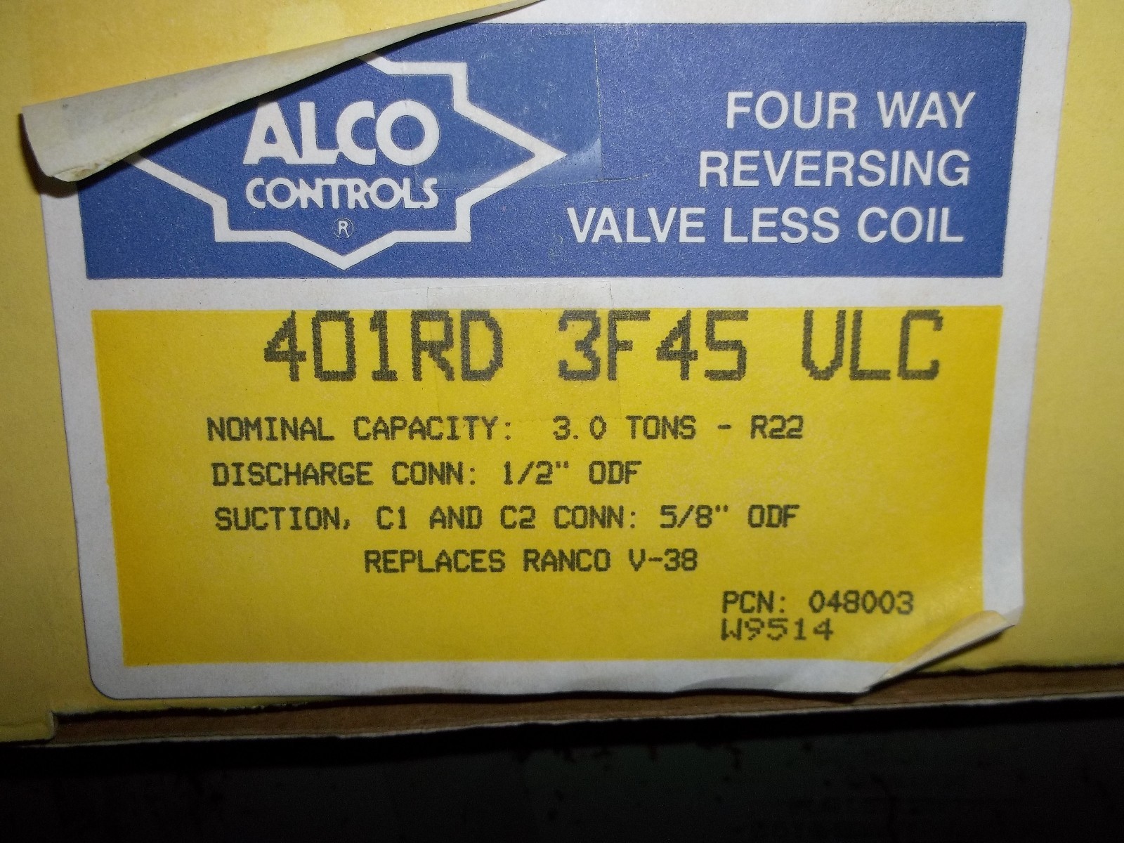 ALCO CONTROLS 401RD-3F45-ULC 4 WAY REVERSING VALVE COIL 1/2″ 3.0 TONS (868)